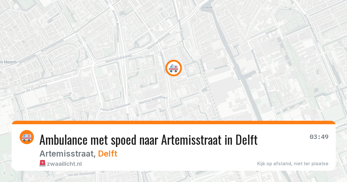Ambulance met spoed naar Artemisstraat in Delft — 25 jun 2026