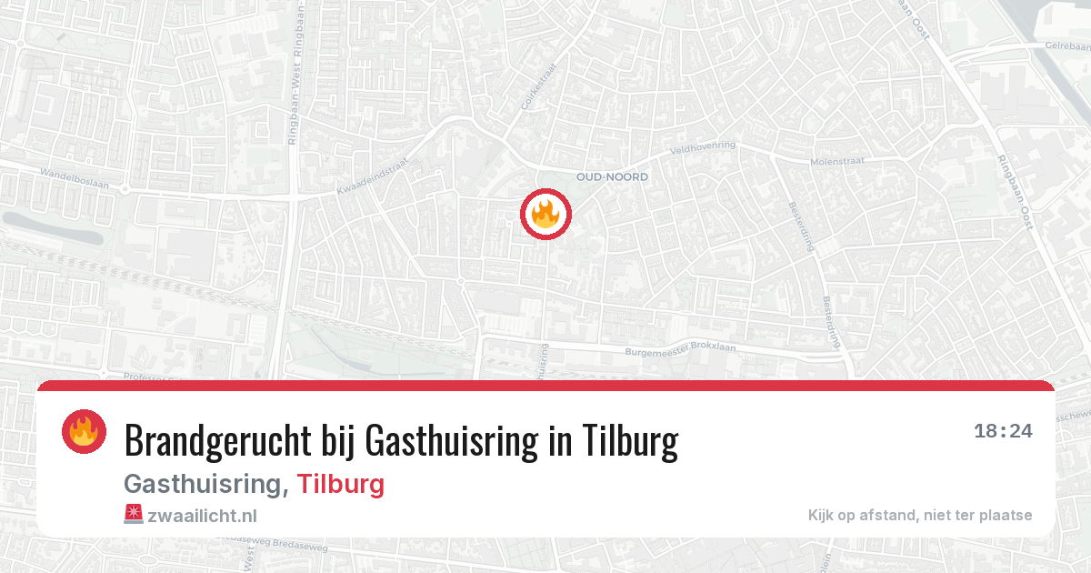 Brandgerucht bij Gasthuisring in Tilburg — 19 jun 2026
