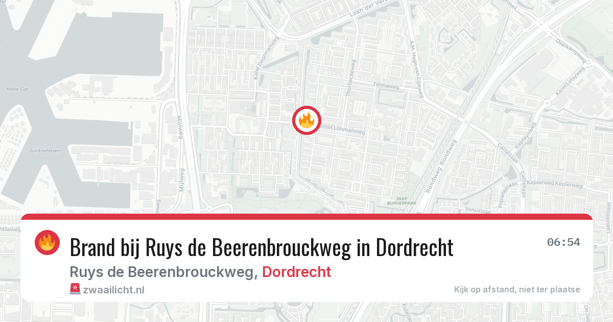 Brand bij Ruys de Beerenbrouckweg in Dordrecht — 3 jun 2026