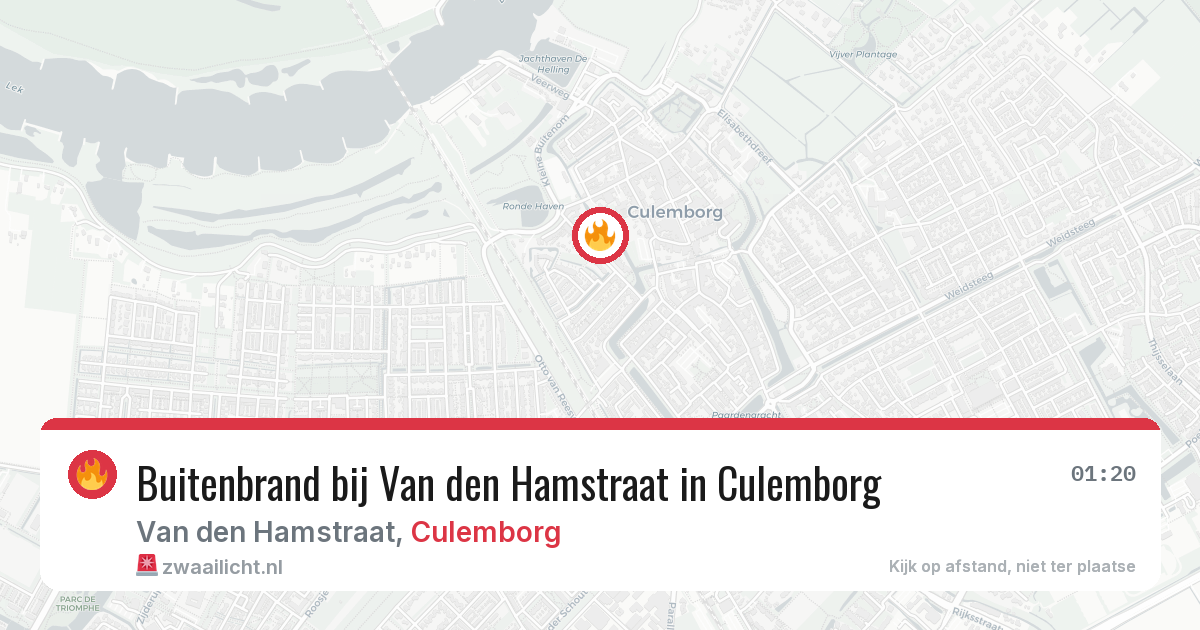 Buitenbrand bij Van den Hamstraat in Culemborg — 15 jul 2026