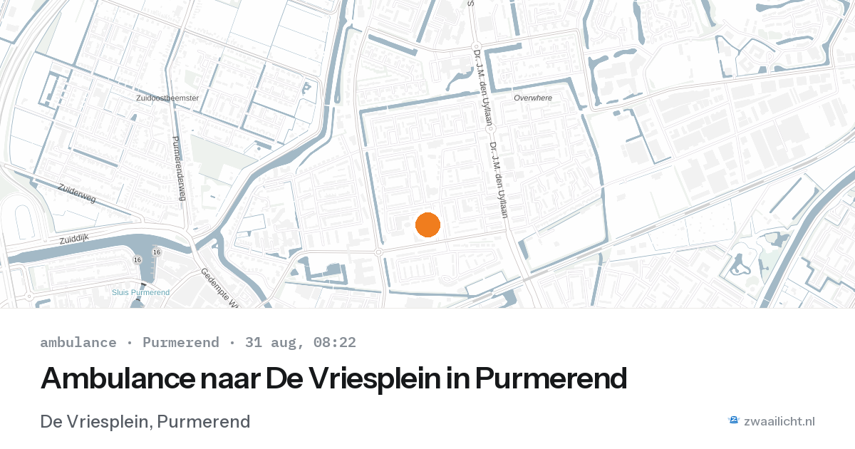 Ambulance naar De Vriesplein in Purmerend — 31 aug 2026