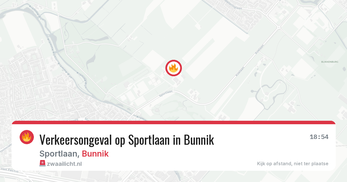 Verkeersongeval op Sportlaan in Bunnik — 30 jul 2026