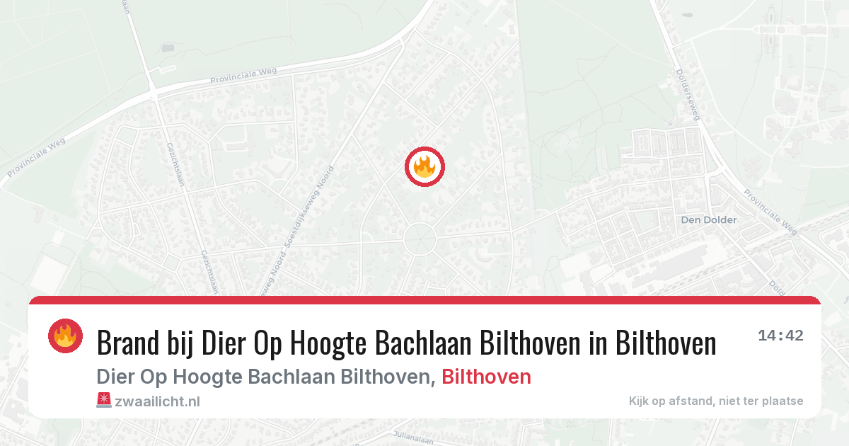Brand bij Dier Op Hoogte Bachlaan Bilthoven in Bilthoven — 16 jul 2026