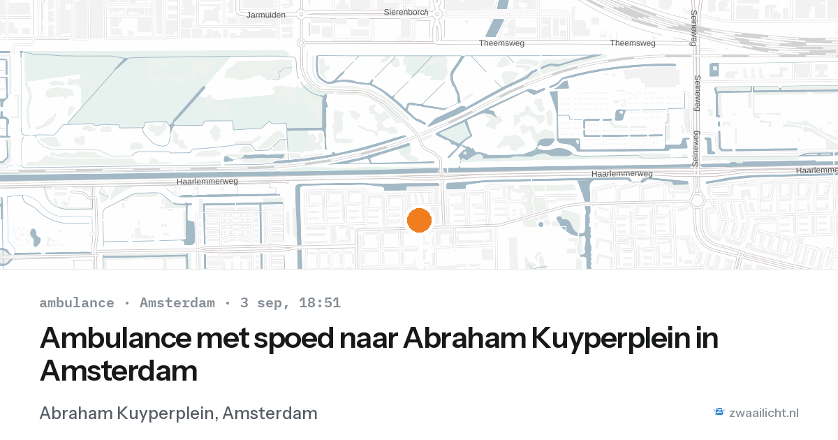 Ambulance met spoed naar Abraham Kuyperplein in Amsterdam — 3 sep 2026