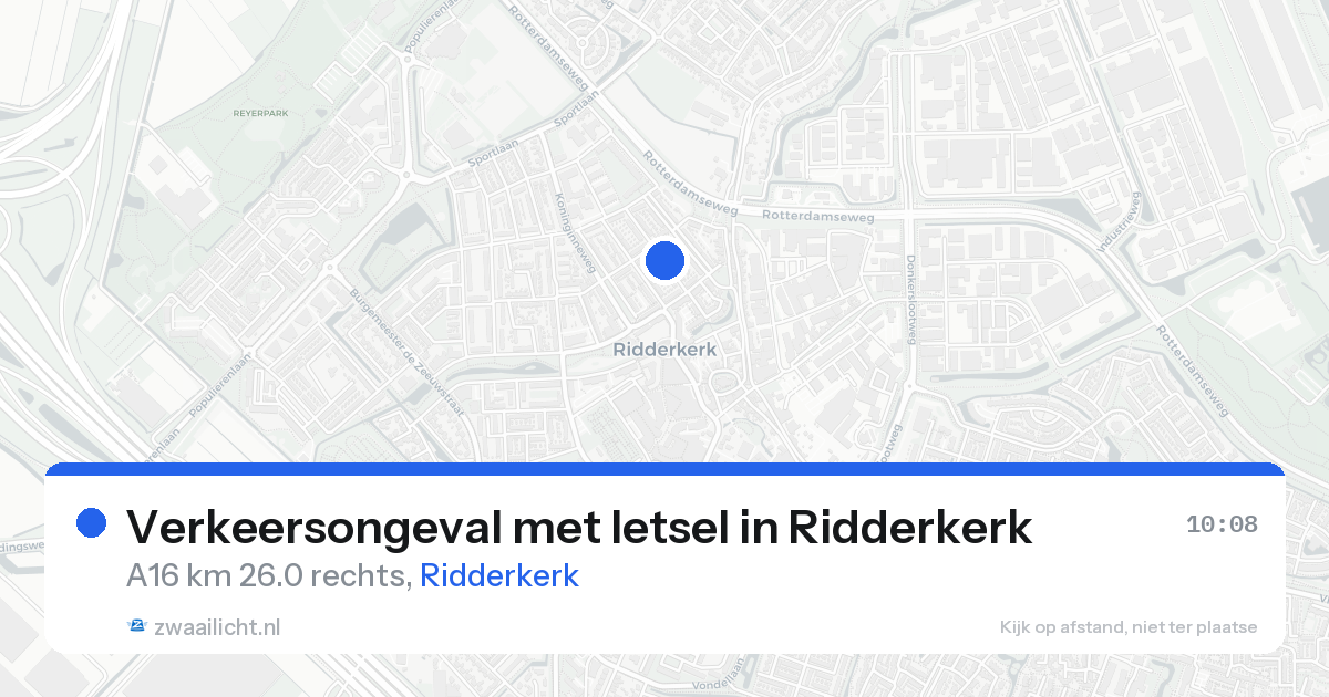 Verkeersongeval met letsel in Ridderkerk — 17 apr 2026