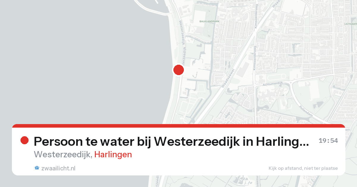 Persoon te water bij Westerzeedijk in Harlingen — 11 aug 2026