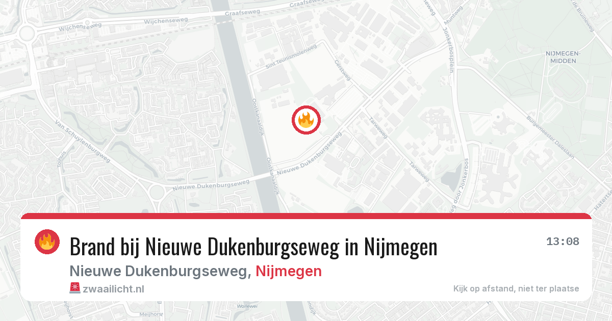 Brand bij Nieuwe Dukenburgseweg in Nijmegen — 13 mei 2026