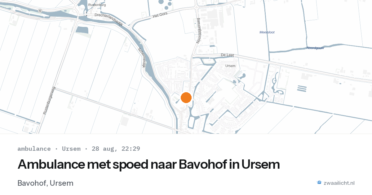 Ambulance met spoed naar Bavohof in Ursem — 28 aug 2026