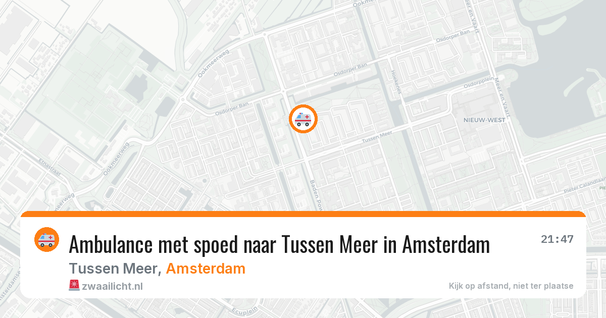 Ambulance met spoed naar Tussen Meer in Amsterdam — 23 mei 2026