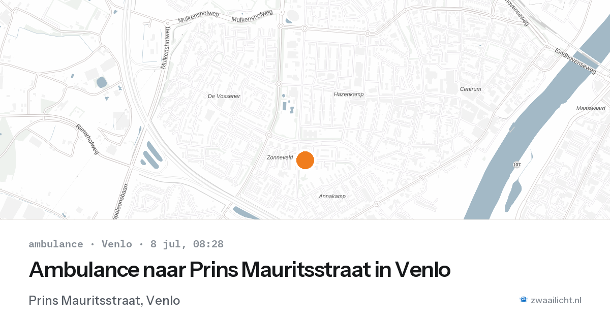 Ambulance naar Prins Mauritsstraat in Venlo — 8 jul 2026