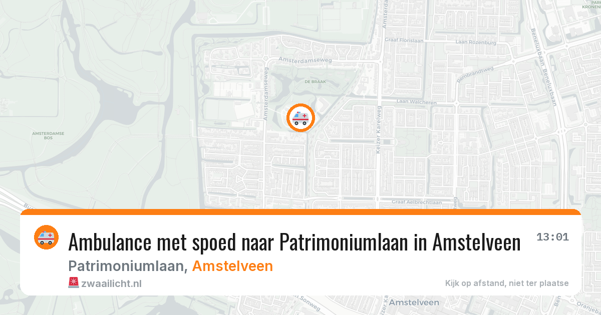 Ambulance met spoed naar Patrimoniumlaan in Amstelveen — 22 mei 2026