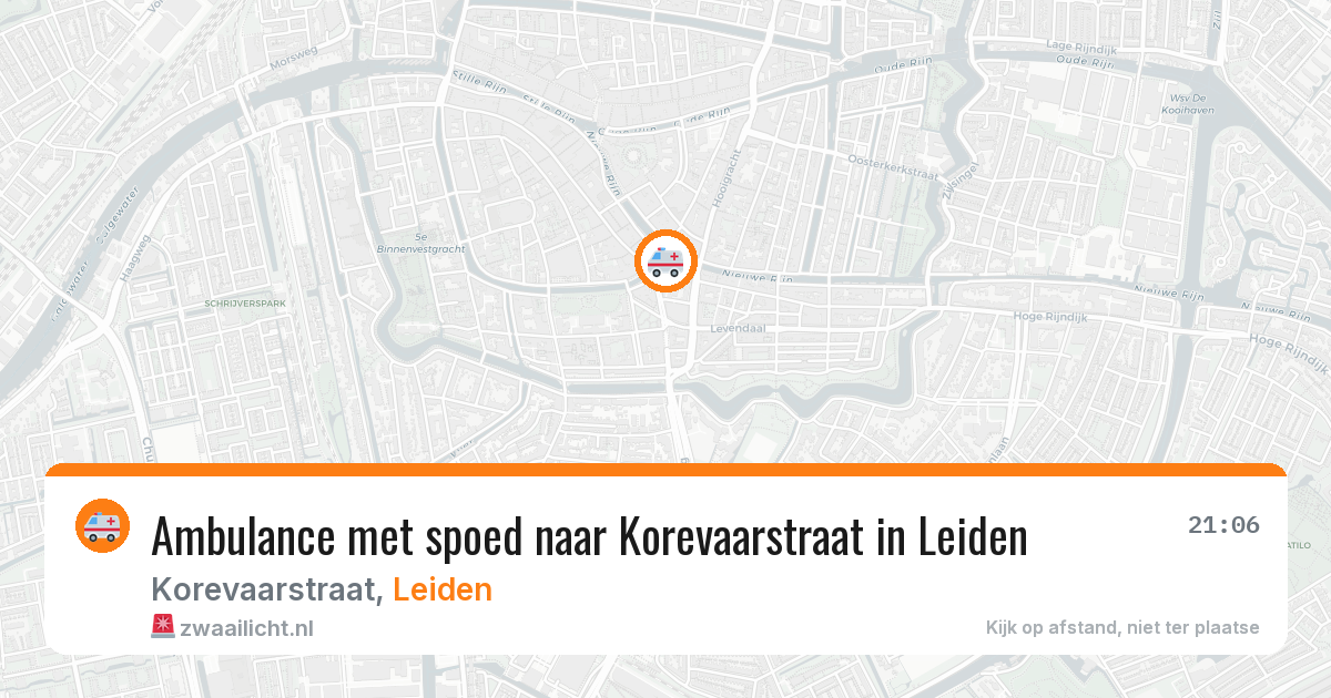 Ambulance met spoed naar Korevaarstraat in Leiden — 21 mrt 2026