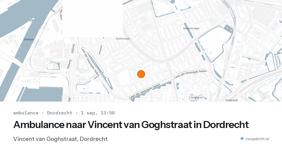 Ambulance naar Vincent van Goghstraat in Dordrecht — 1 sep 2026