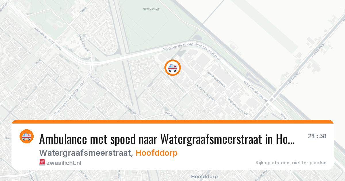 Ambulance met spoed naar Watergraafsmeerstraat in Hoofddorp — 24 jun 2026