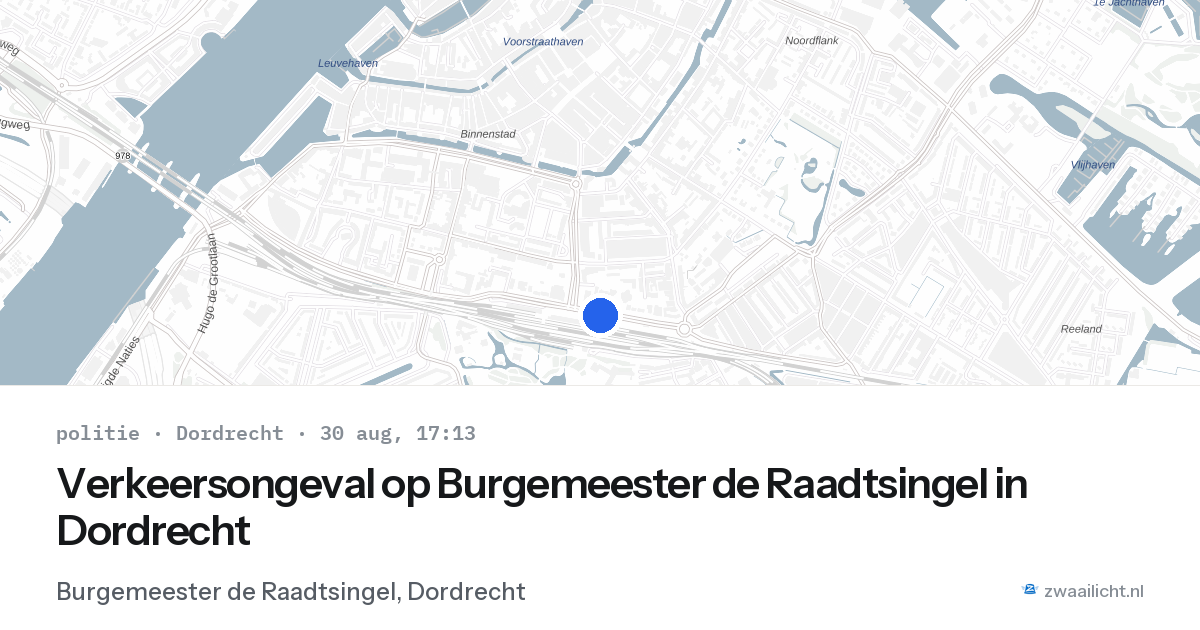 Verkeersongeval op Burgemeester de Raadtsingel in Dordrecht — 30 aug 2026