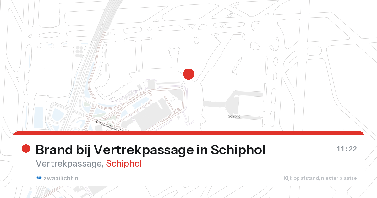 Brand bij Vertrekpassage in Schiphol — 28 aug 2026