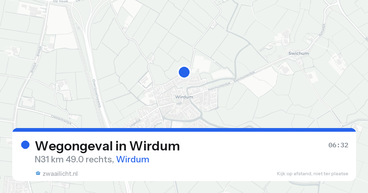 Wegongeval in Wirdum — 10 aug 2026