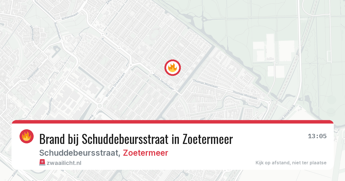 Brand bij Schuddebeursstraat in Zoetermeer — 13 jun 2026