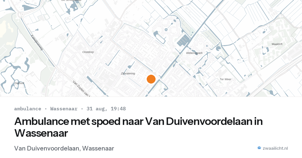 Ambulance met spoed naar Van Duivenvoordelaan in Wassenaar — 31 aug 2026