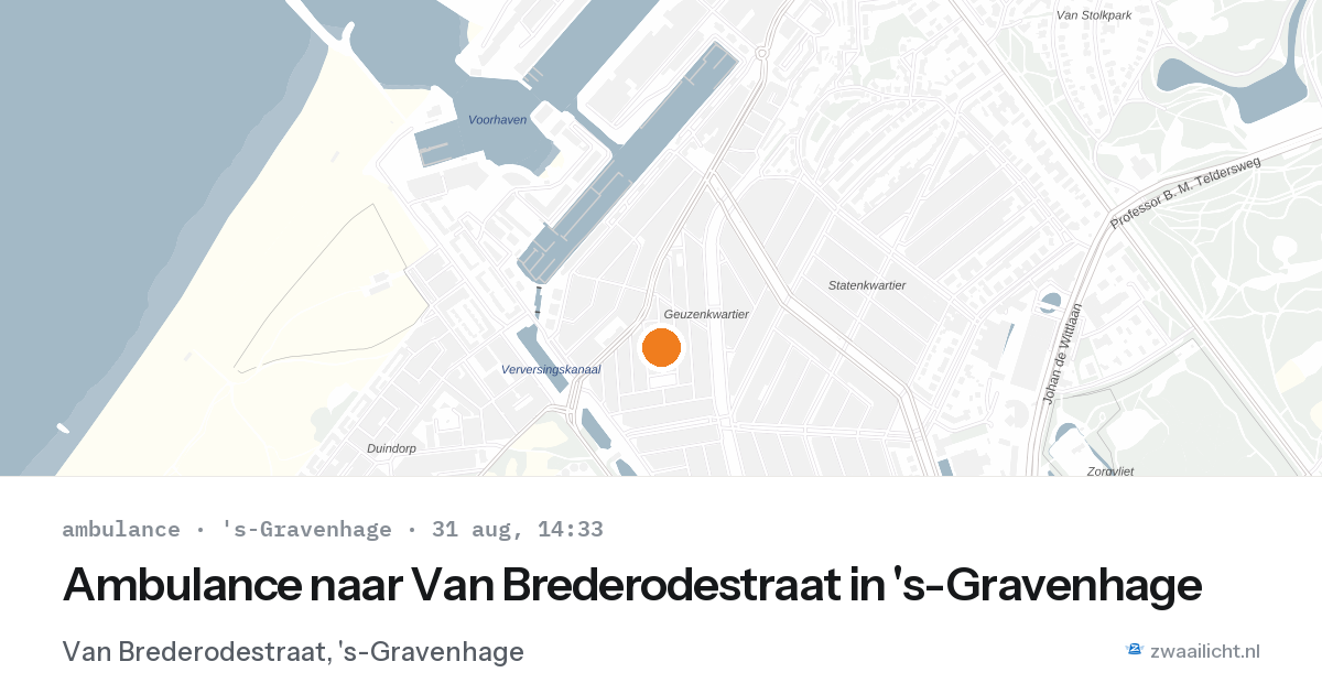 Ambulance naar Van Brederodestraat in 's-Gravenhage — 31 aug 2026