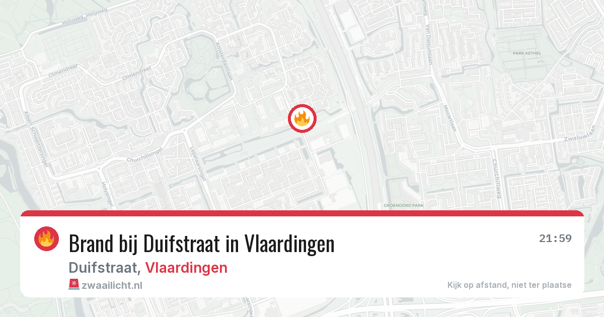 Brand bij Duifstraat in Vlaardingen — 8 aug 2026
