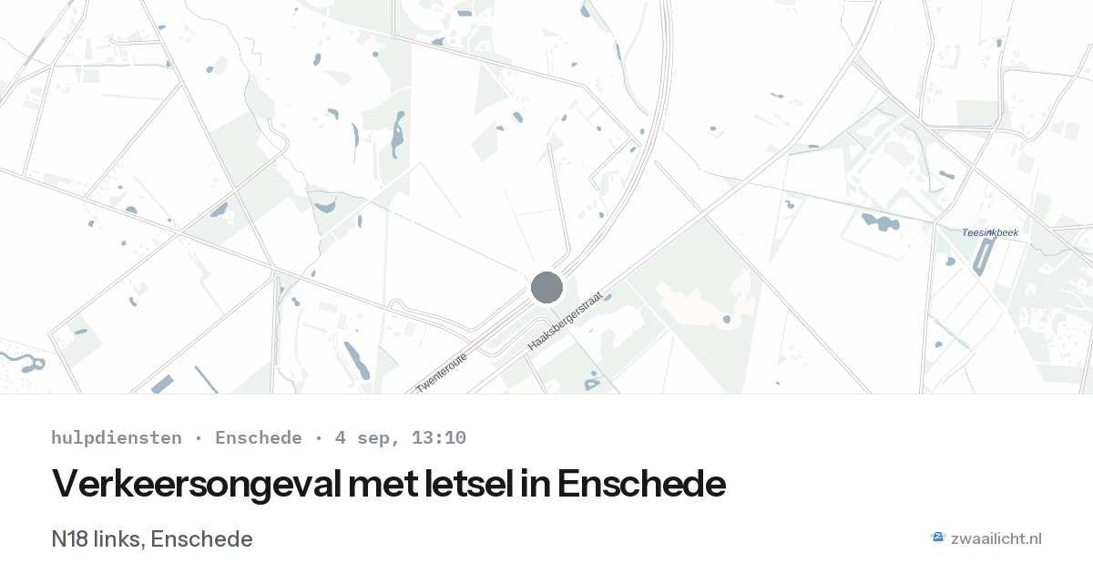 Verkeersongeval met letsel in Enschede — 4 sep 2026