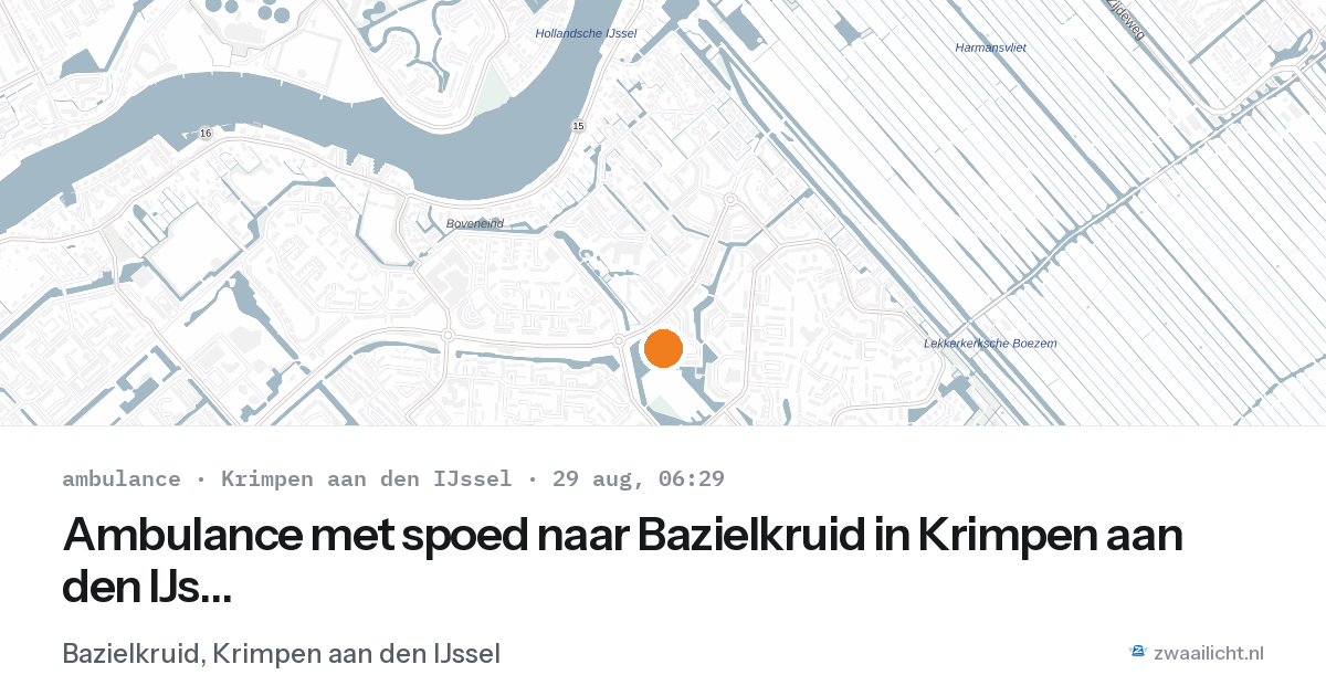 Ambulance met spoed naar Bazielkruid in Krimpen aan den IJssel — 29 aug 2026