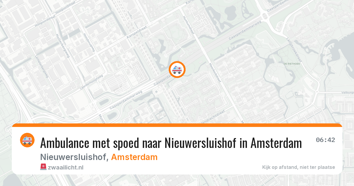 Ambulance met spoed naar Nieuwersluishof in Amsterdam — 12 aug 2026