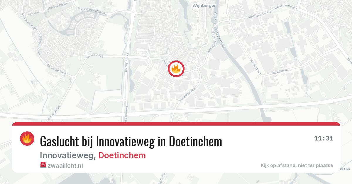 Gaslucht bij Innovatieweg in Doetinchem — 7 aug 2026