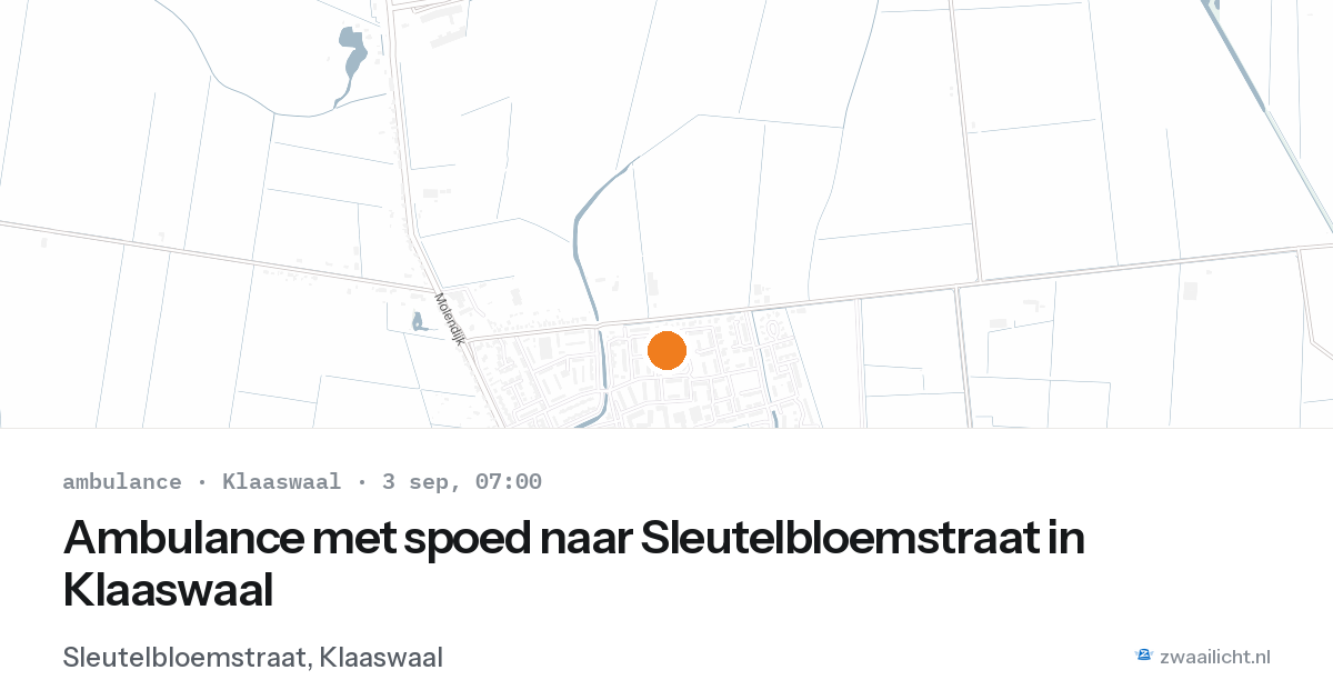 Ambulance met spoed naar Sleutelbloemstraat in Klaaswaal — 3 sep 2026