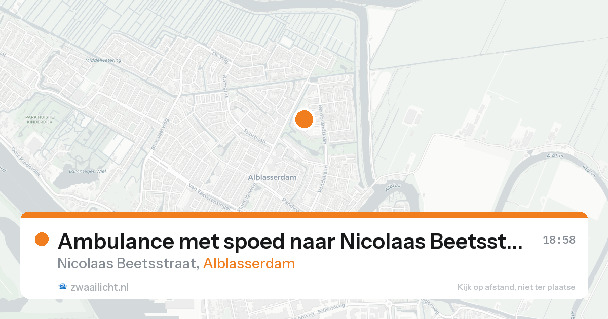 Ambulance met spoed naar Nicolaas Beetsstraat in Alblasserdam — 24 aug 2026