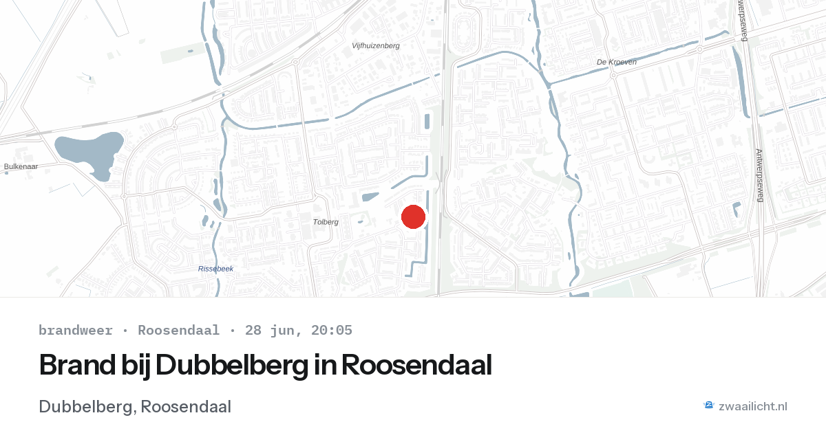 Brand bij Dubbelberg in Roosendaal — 28 jun 2026