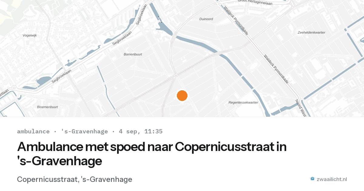 Ambulance met spoed naar Copernicusstraat in 's-Gravenhage — 4 sep 2026