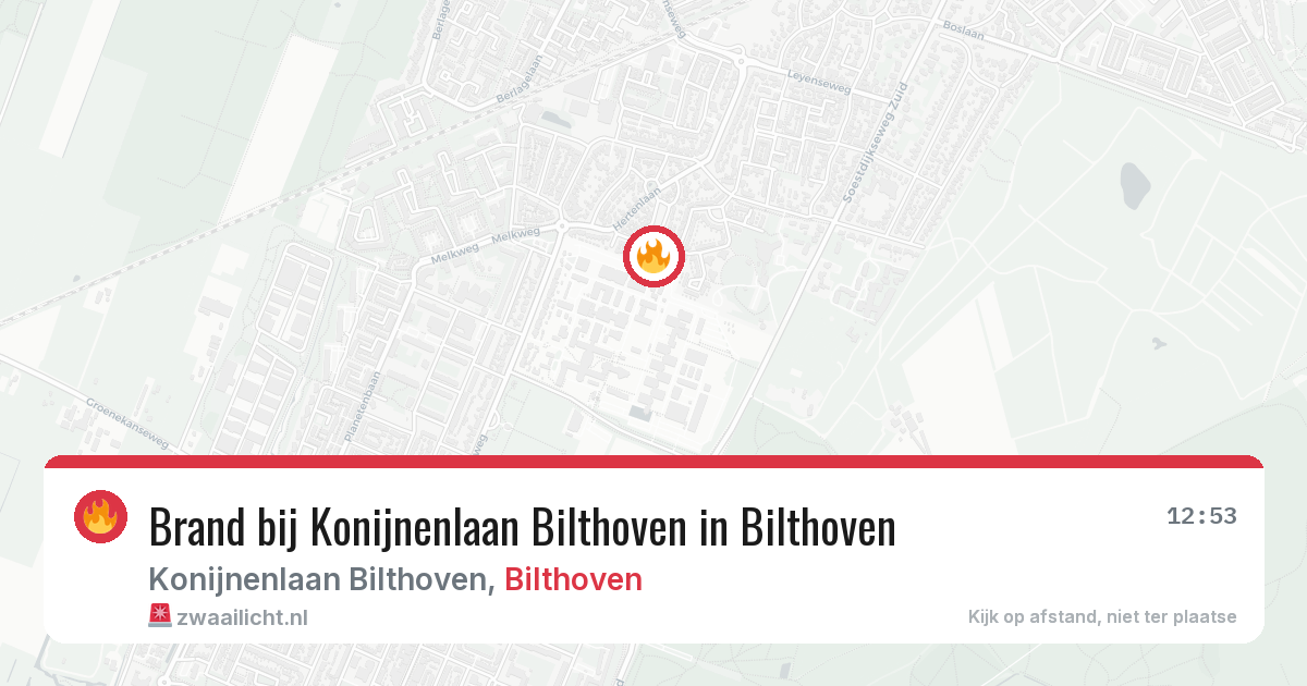 Brand bij Konijnenlaan Bilthoven in Bilthoven — 6 aug 2026