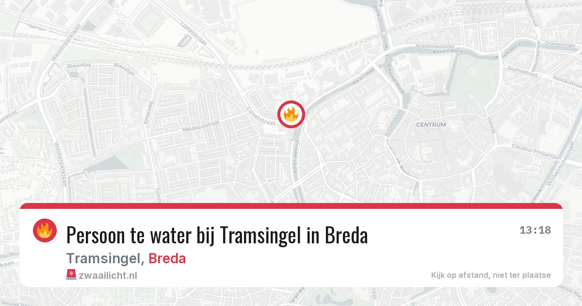 Persoon te water bij Tramsingel in Breda — 5 apr 2026
