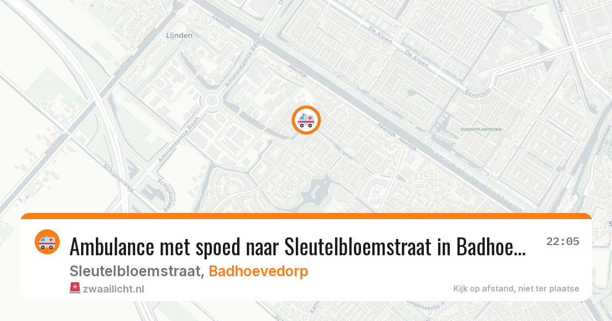 Ambulance met spoed naar Sleutelbloemstraat in Badhoevedorp — 7 jun 2026