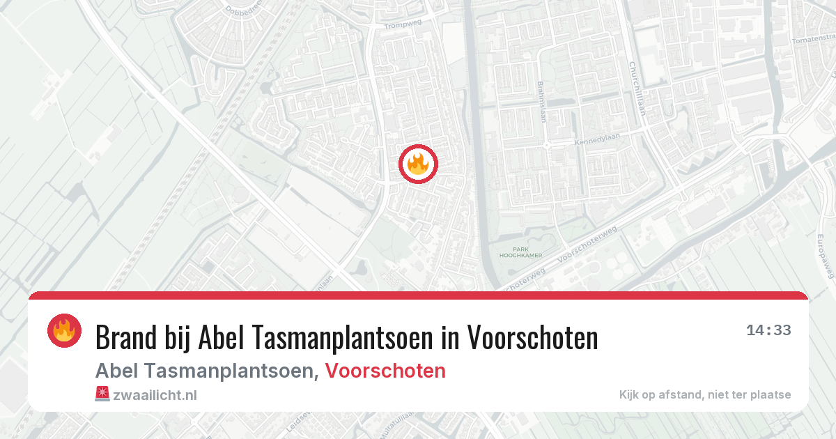 Brand bij Abel Tasmanplantsoen in Voorschoten — 7 jul 2026