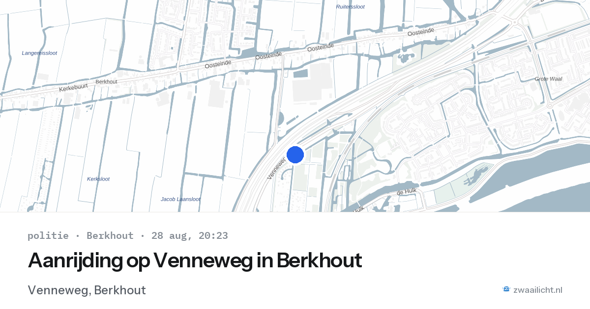 Aanrijding op Venneweg in Berkhout — 28 aug 2026