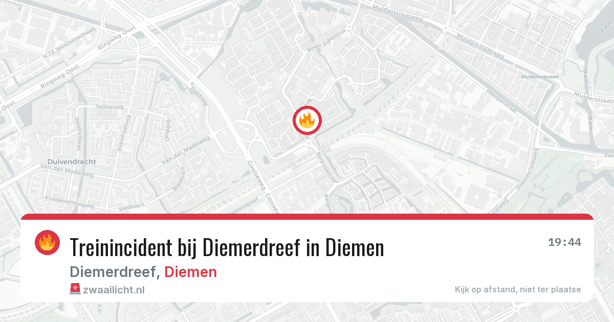 Treinincident bij Diemerdreef in Diemen — 1 jun 2026