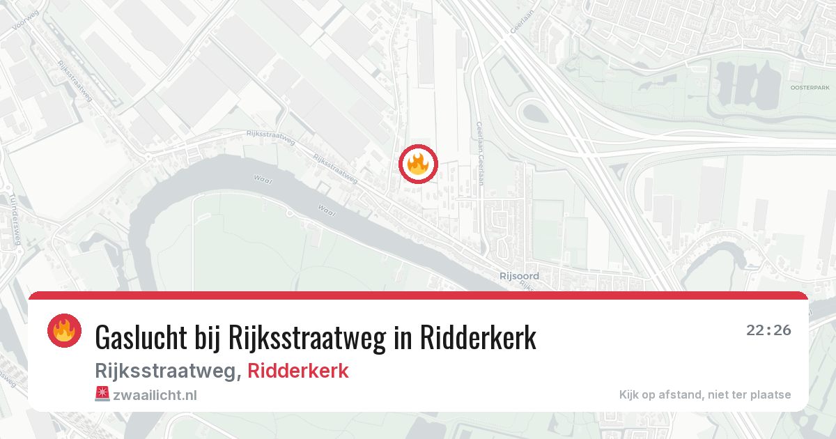 Gaslucht bij Rijksstraatweg in Ridderkerk — 14 aug 2026