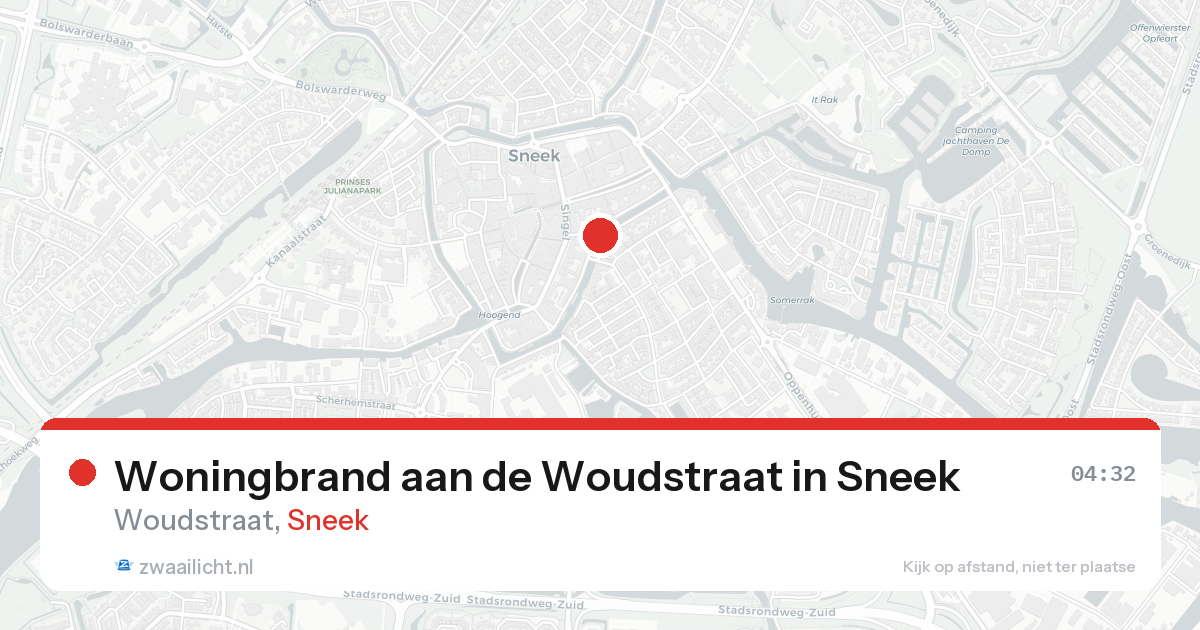 Woningbrand aan de Woudstraat in Sneek — 15 aug 2026