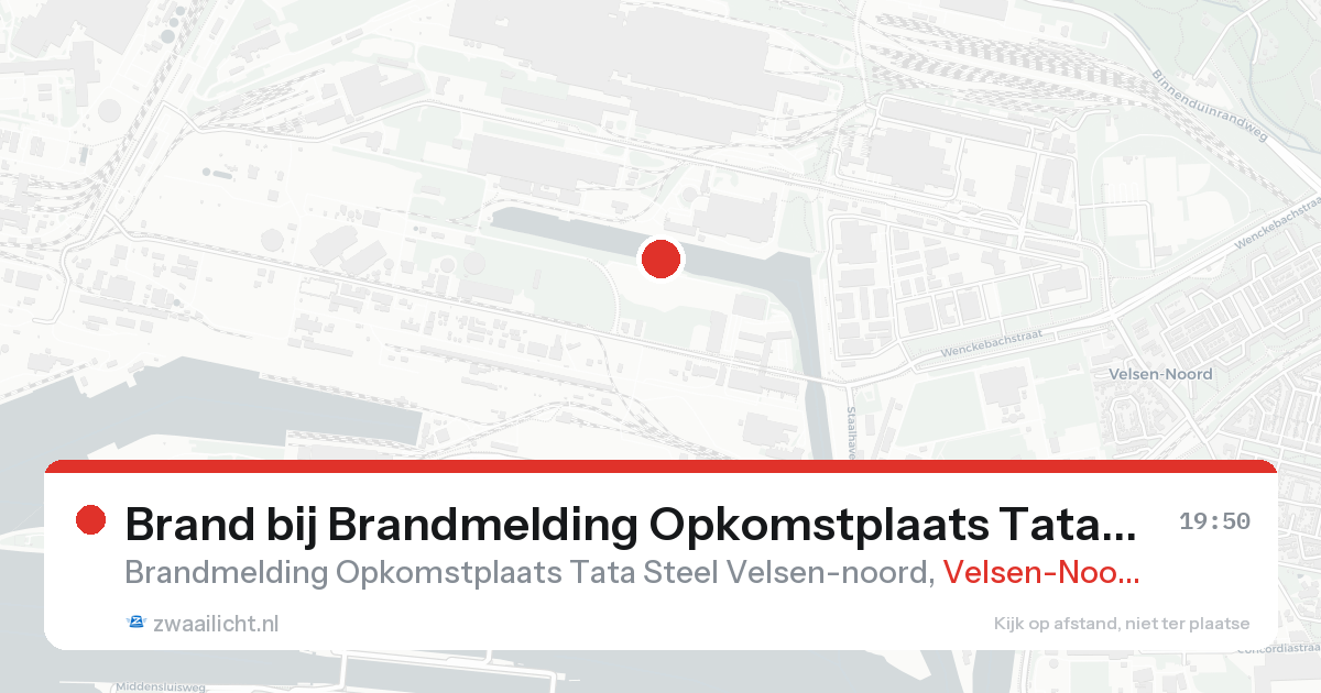 Brand bij Brandmelding Opkomstplaats Tata Steel Velsen-noord in Velsen-Noord — 14 aug 2026