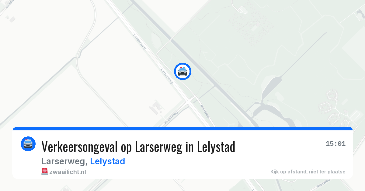 Verkeersongeval op Larserweg in Lelystad — 31 jul 2026