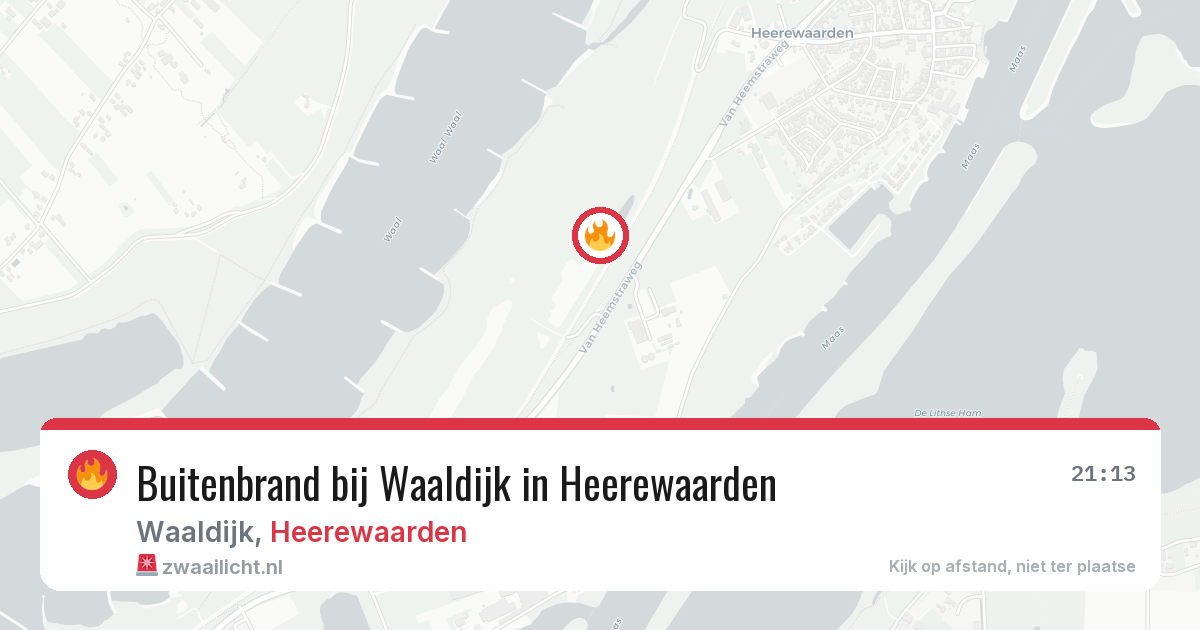 Buitenbrand bij Waaldijk in Heerewaarden — 14 jun 2026