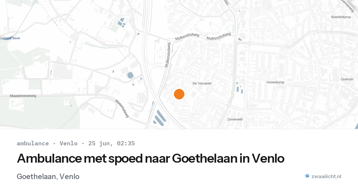 Ambulance met spoed naar Goethelaan in Venlo — 25 jun 2026