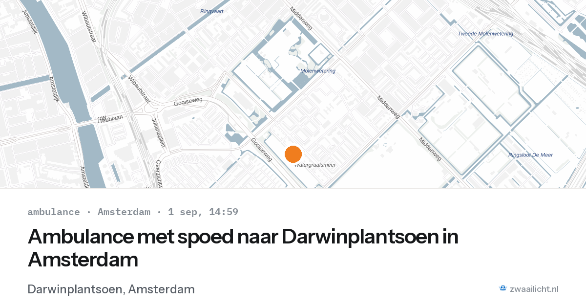 Ambulance met spoed naar Darwinplantsoen in Amsterdam — 1 sep 2026