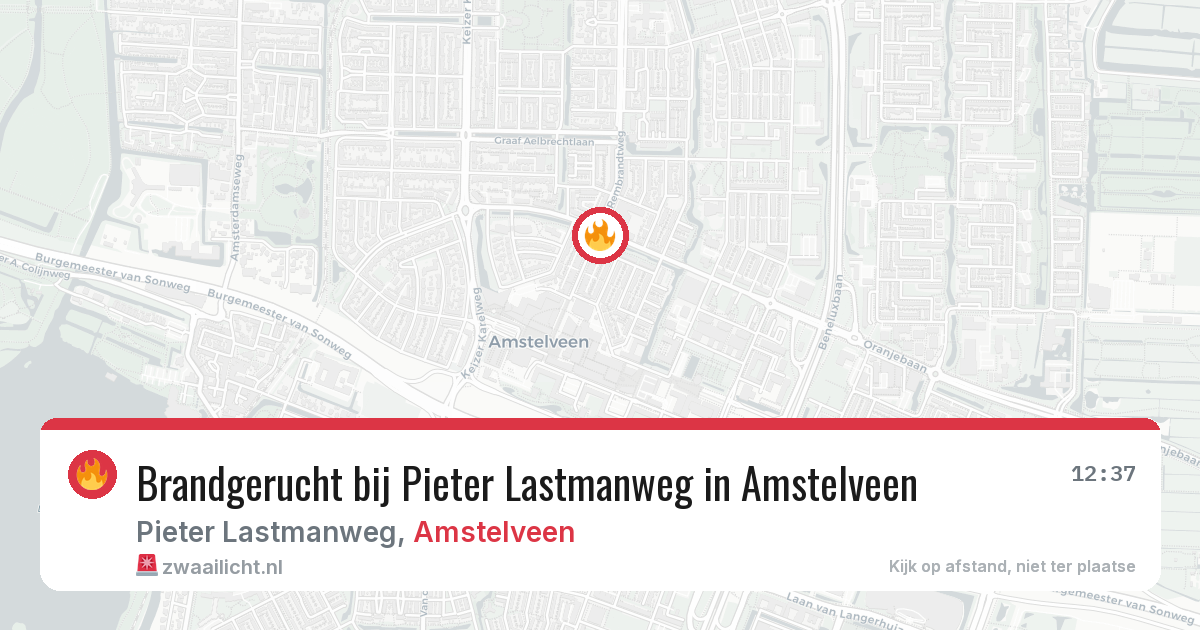 Brandgerucht bij Pieter Lastmanweg in Amstelveen — 20 mrt 2026
