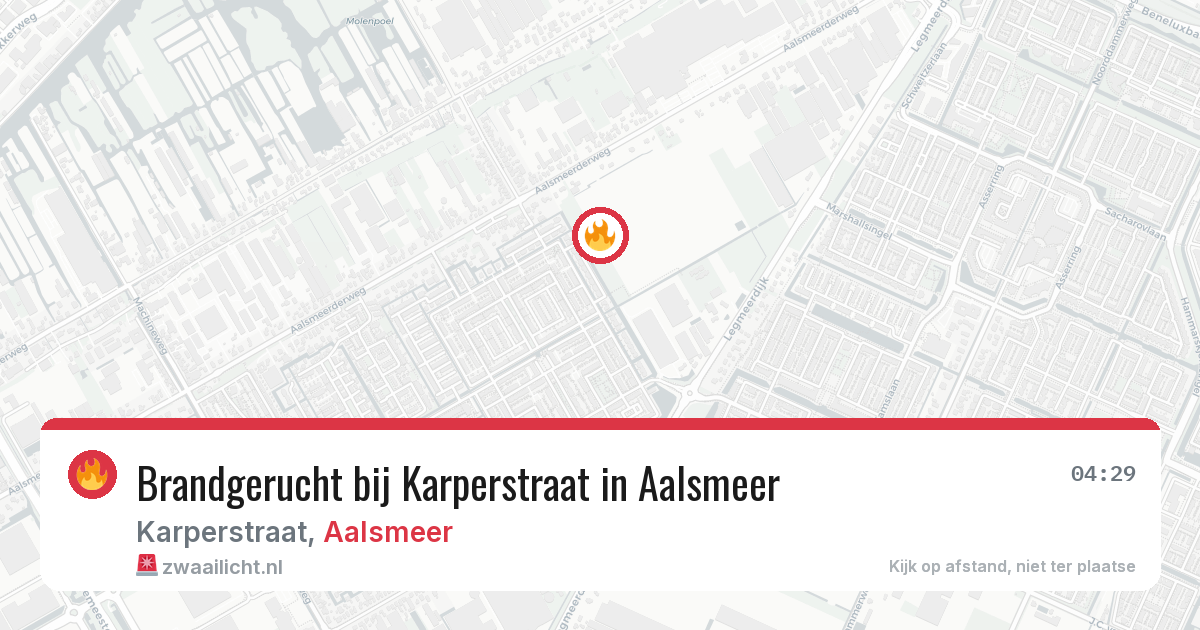 Brandgerucht bij Karperstraat in Aalsmeer — 4 mei 2026