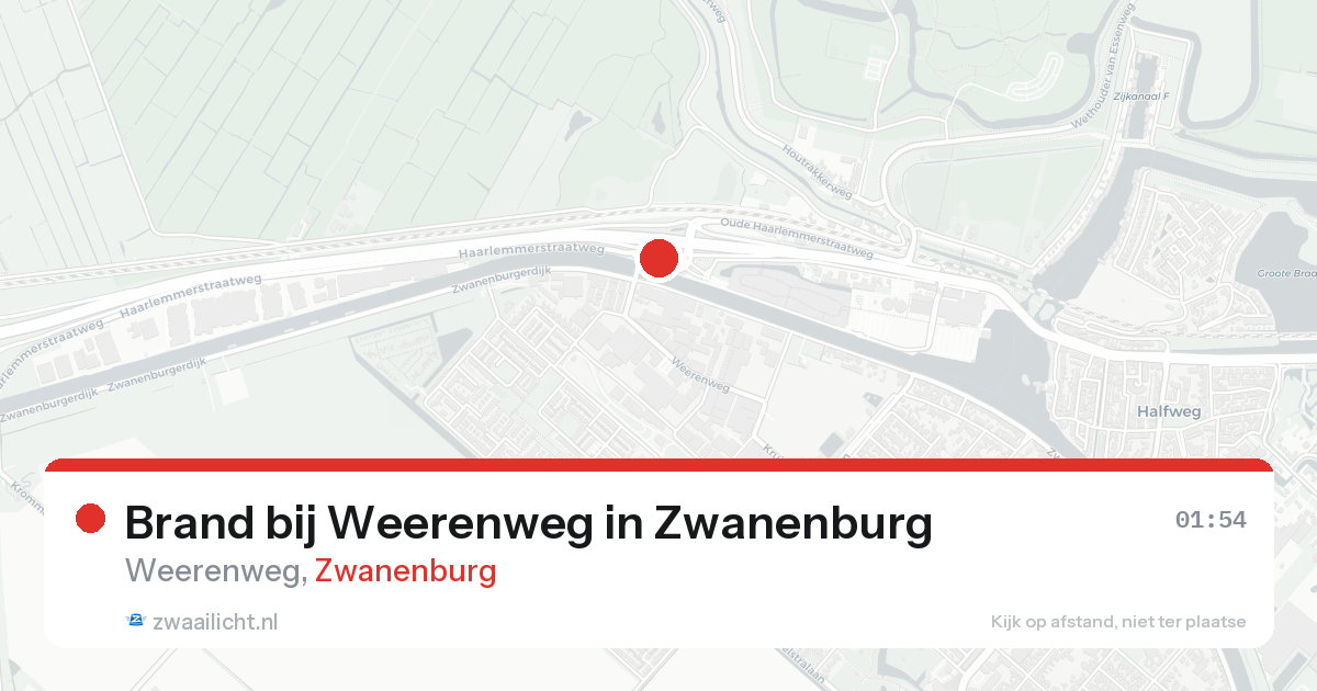 Brand bij Weerenweg in Zwanenburg — 19 aug 2026