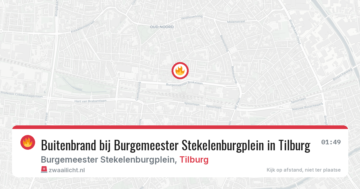 Buitenbrand bij Burgemeester Stekelenburgplein in Tilburg — 22 mrt 2026